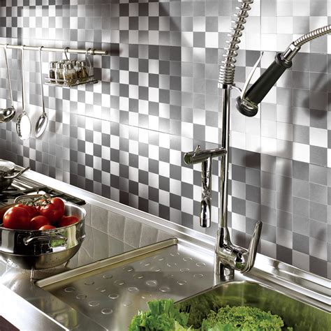 peel and stick metal sheets|self stick metal backsplash tiles.